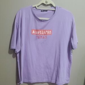 Zara Purple Graphic Tee with Austin '98 Print Size XL